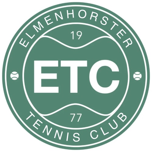 Grünes Rundlogo des ETC Tennis Club mit großen ETC-Buchstaben, Jahreszahlen 19 und 77 sowie seitlichen Tennisbällen.